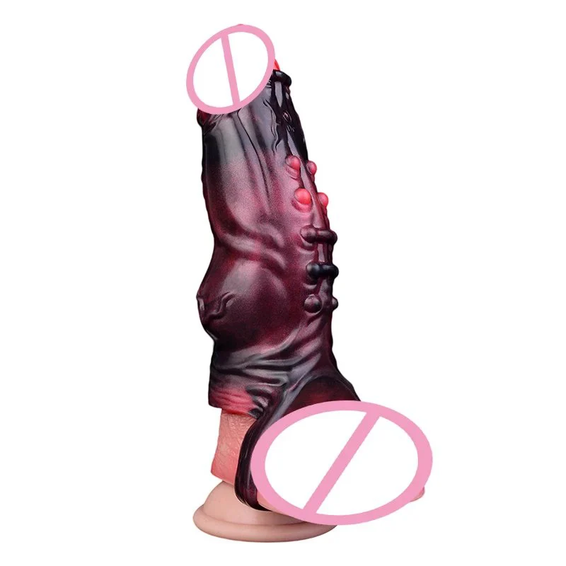 Effective Penis Lengthening Multi-frequency Vibrating Male Dildo Condom, Safe Silicone Material Double Stimulation Dildo Condom