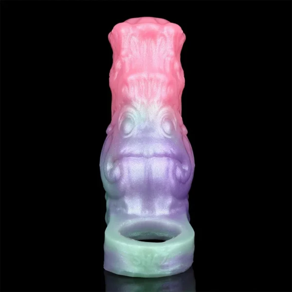 Fantasy Wyrm Bloom Hollow Monster Cock Sleeve Soft Silicone Stretchable Penis Sheath for Men Wearable Dildo Enlarger Toy