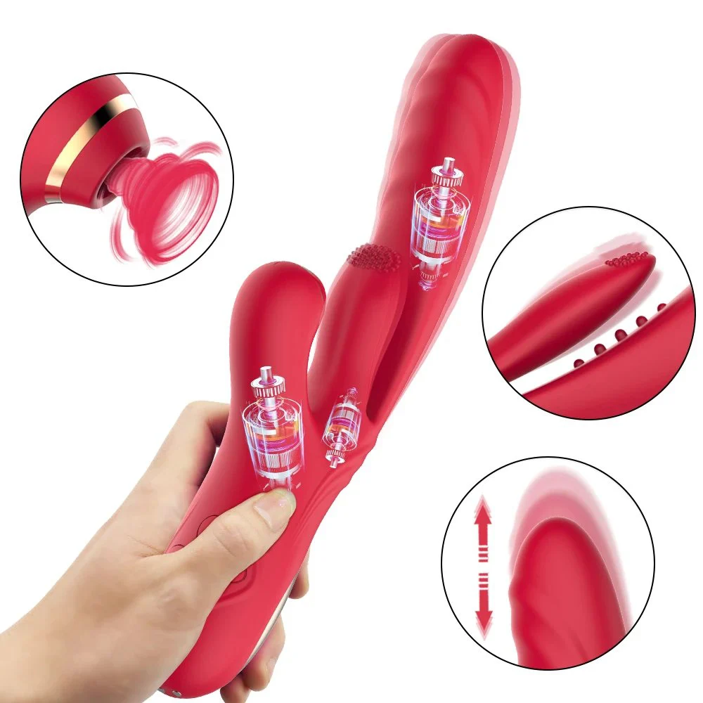 3 in 1high Frequency Tongue Licking Sucking Telescoping Vibrator Clitoris Sucking Dildo Vibrator for Female
