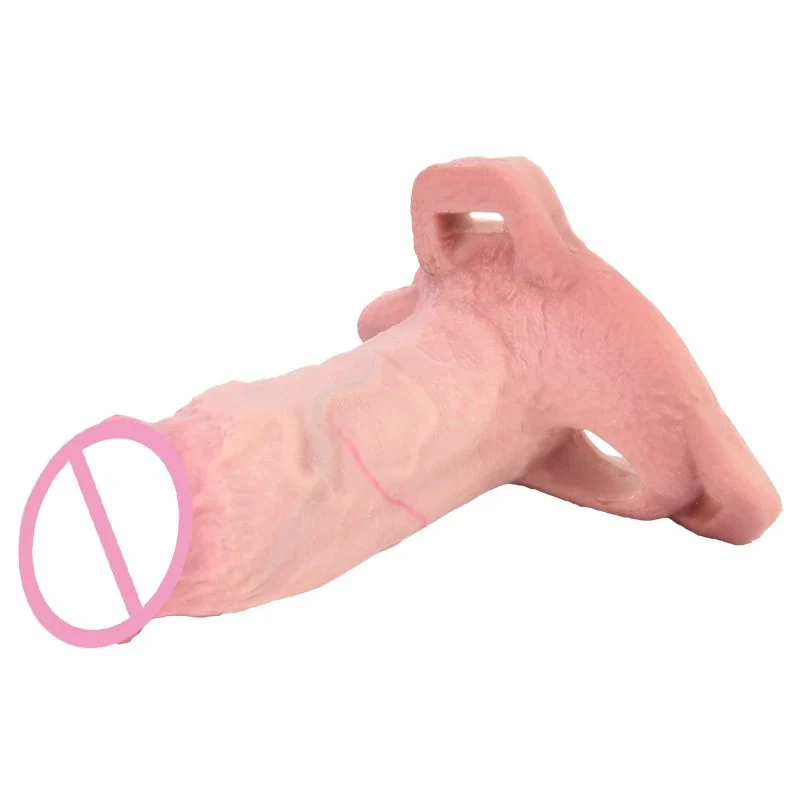 Hollow Opening Design Wearable Male Penis ExtenderMedical Grade Silicone Material Simulation Dildo Sleeve for Men