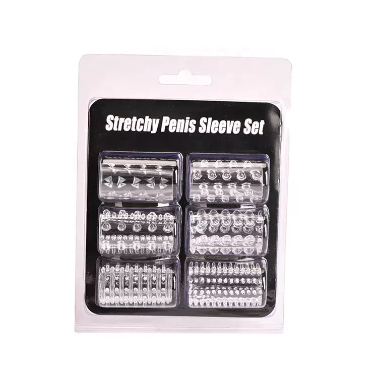 Finger Sleeve Cock Rings Set of 6 Penis Sleeves Sex Toys for Men