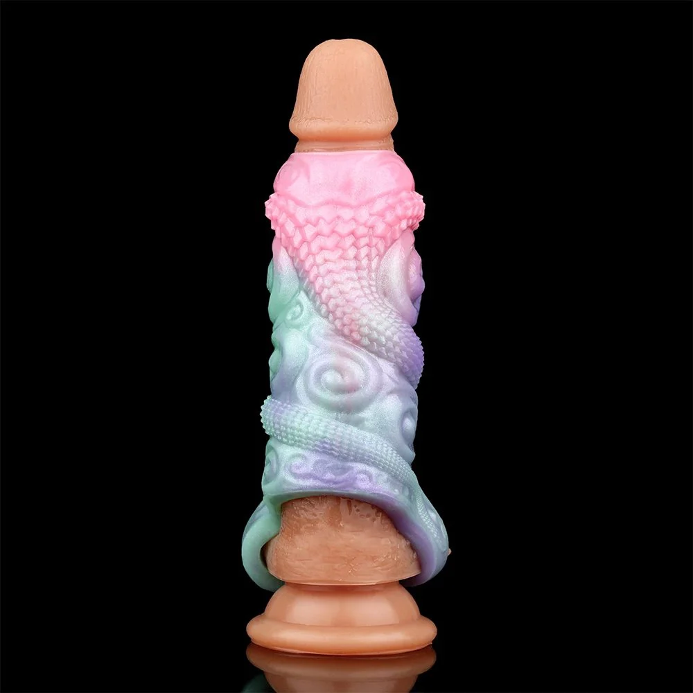 Galactic Charm Open Soft Silicone Penis Enlargement Sleeve Male Extender Sex Toy Fantasy Monster Dildo