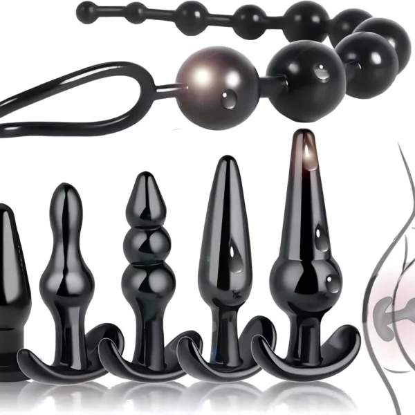 6-Piece ABS Anal Butt Plug & Dilator Set 100% Waterproof Anal Massager for Men and Women