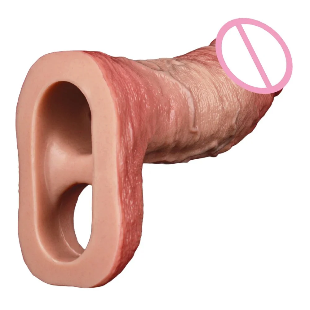 Liquid Silicone Penis Sleeve Real Skin Feeling Penis Enlargement Flirting Tool Suitable for Couples Sex Toys