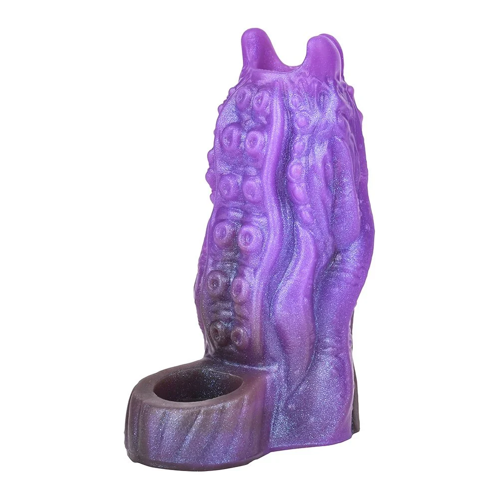 Fantasy Monster Penis Sleeve Amber Purple Enlarged Open Penis Sleeve Penis Enlargement Male Dildo Extender Sex Toys