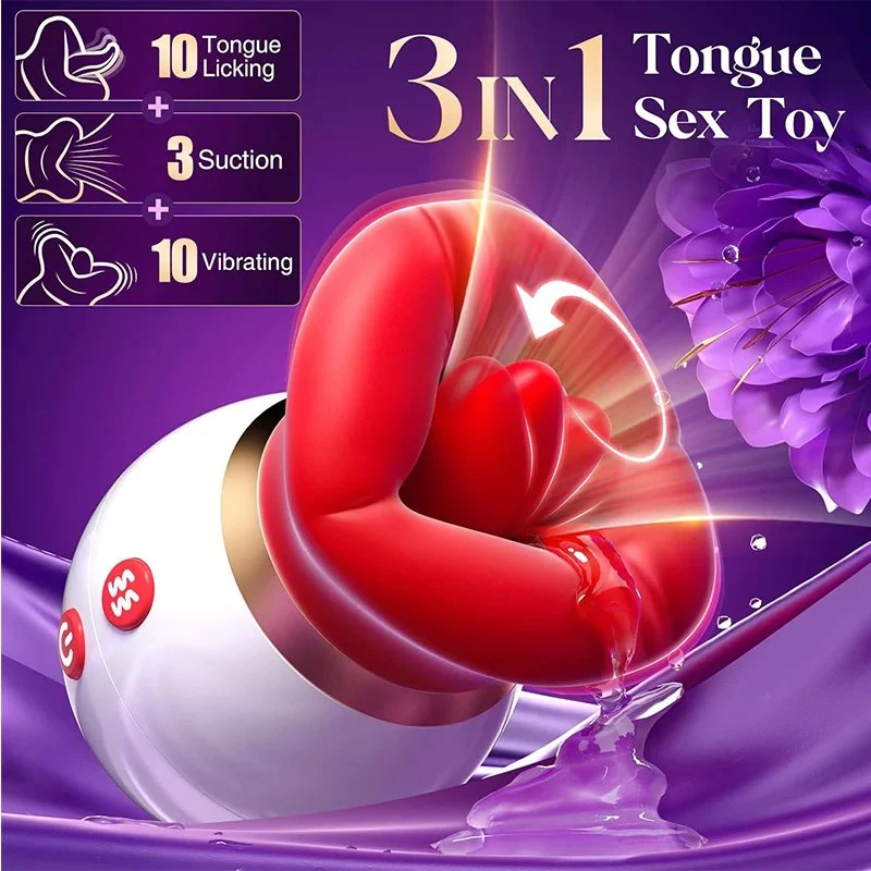 3 In1 Mouth Shaped Vibrator 10 Tongue Licking and Sucking Clit Sucking Vibrator Licking Vibrator Sex Toys for Woman