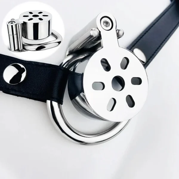 Flat Chastity Cage Strap on Belt Chastity Cock Cage Device with 4 Active Rings Adult Sex Toy for Men Penis Exercise