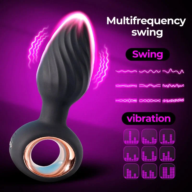 360° Rotation Adult Silicone Sex Toys Men's Prostate Massager and Anal Plug Vibrator with 9 Vibrating Functions