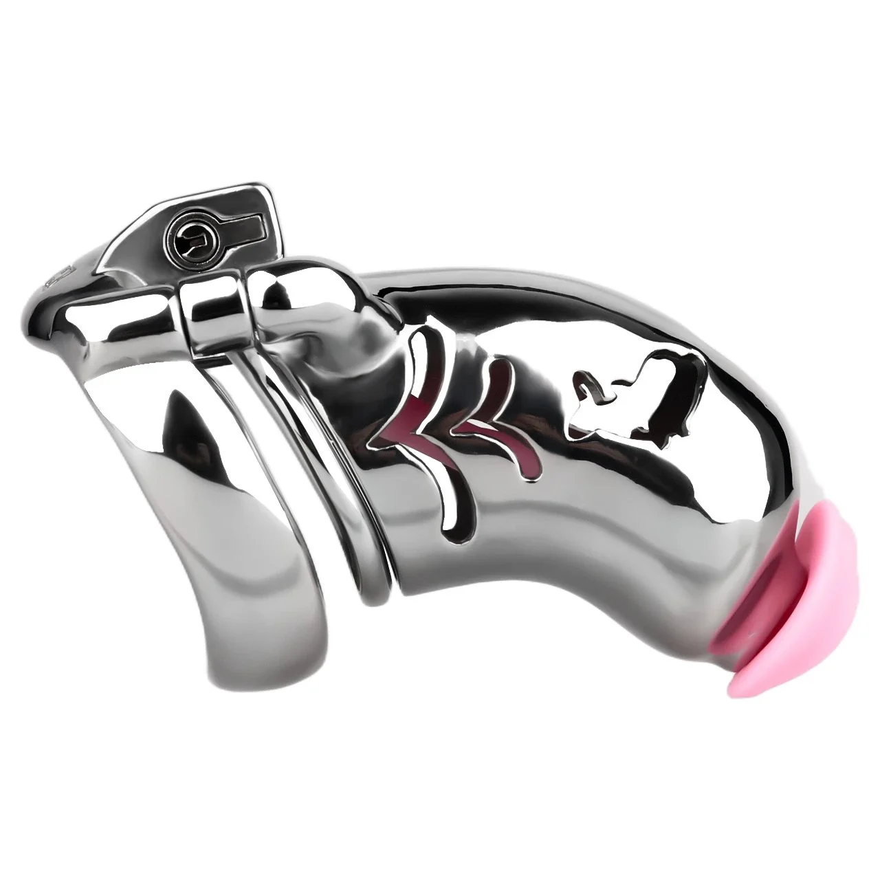 Curved Male Long Breathable Stainless Steel Stealth Lock Male Chastity Device,Cock Cage,Penis Lock, with Catheter & Belt