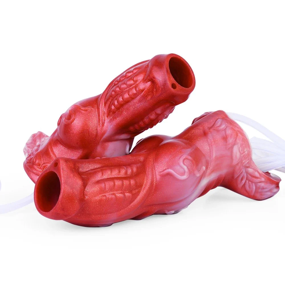 Dragon Penis Sheath Male Cock Enlargement Silicone Sleeve Sex Toys Wearable Hollow Animal Dildo with Syringe for Men Women