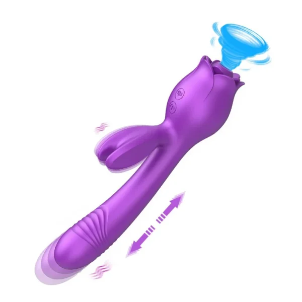 3 in 1 Sucking Telescoping Vibration G Spot Vaginal Clit Stimulator Rose Wand Rabbit Vibrator Women Sex Toys