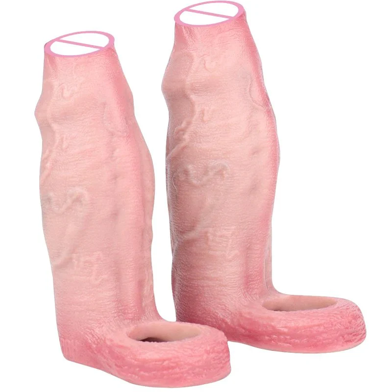 Open-ended Male Penis Extender with a Realistic Penis Sleeve Made of Safe Silicone for Enhanced Experience