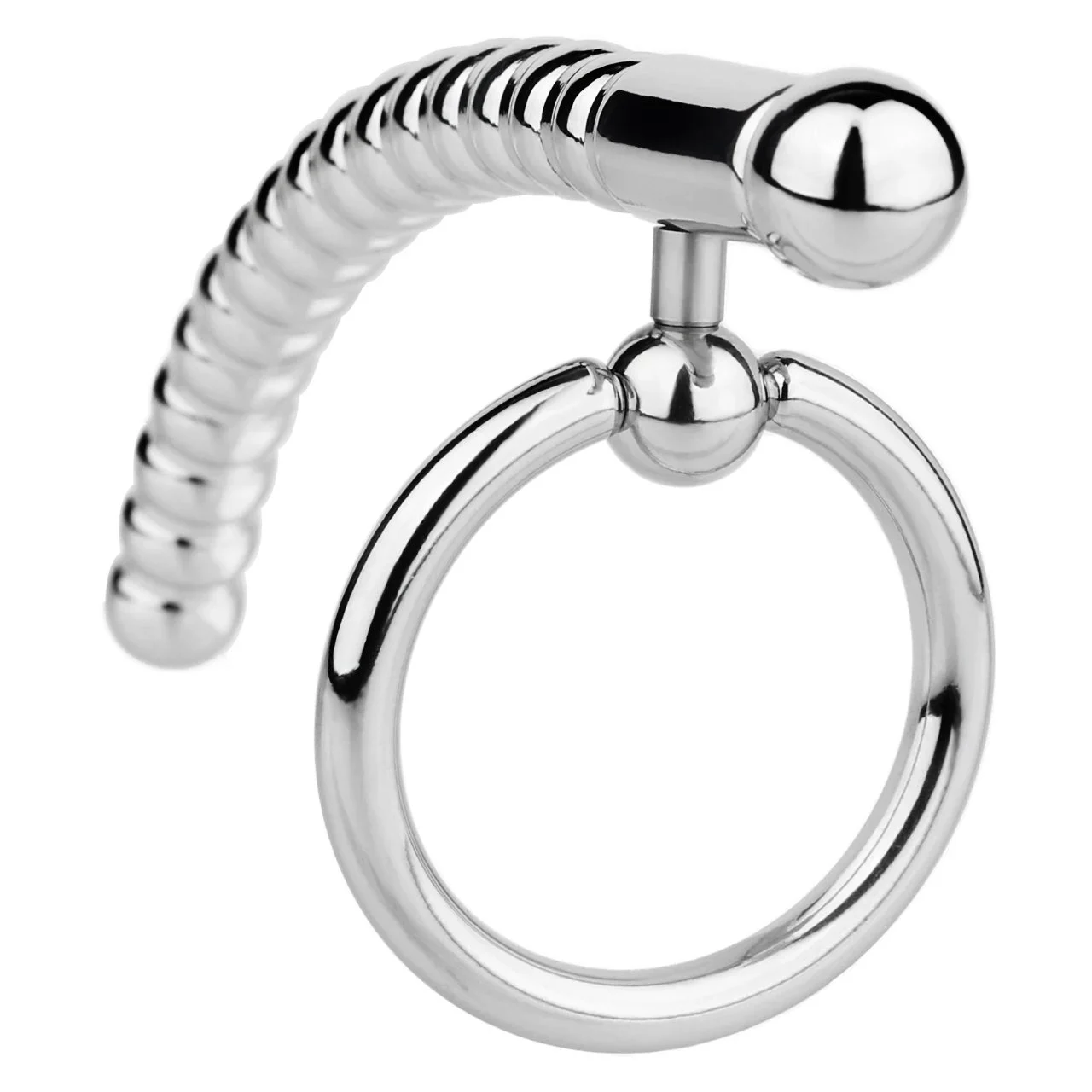 FRRK-254 Male Cock Ring + Penis Ring Design Double Stimulation for Intensified Sensation Metal Penis Restraint Device