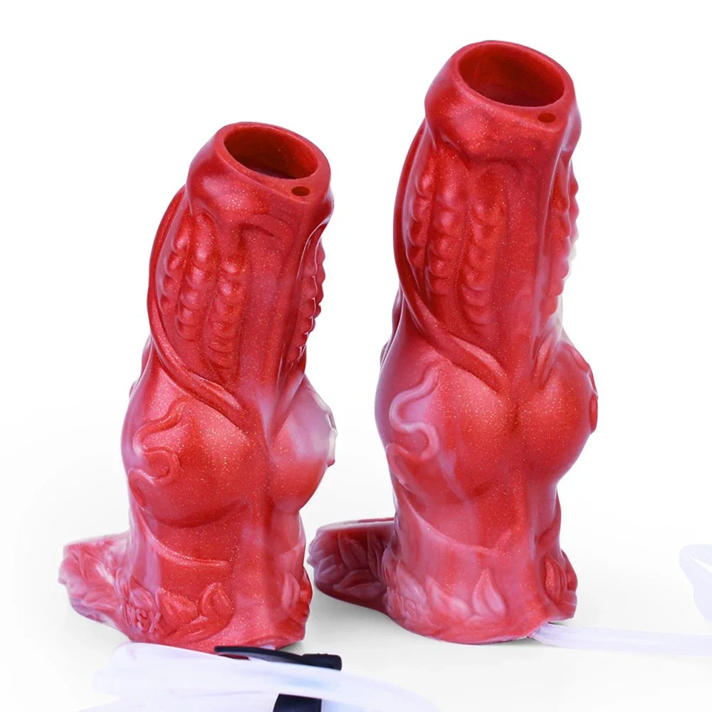 Dragon Penis Sheath Male Cock Enlargement Silicone Sleeve Sex Toys Wearable Hollow Animal Dildo with Syringe for Men Women