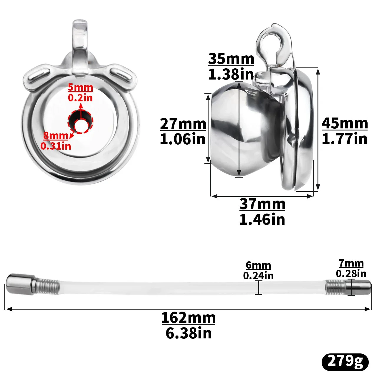 Flat Chastity Cage, Ball Inverted Male Chastity Cage Negative Cock Cage with Catheter Sex Toys for Men,sissy Chastity