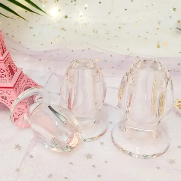 Transparent Pink Silicone Adult Anal Plug Vibrator Inflatable Butt Plug Sex Toys