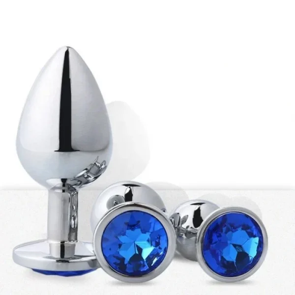 Sex Toys Stainless Steel and Silicone Metal Butt Plug Expander with Jewelry Anal Plug Set