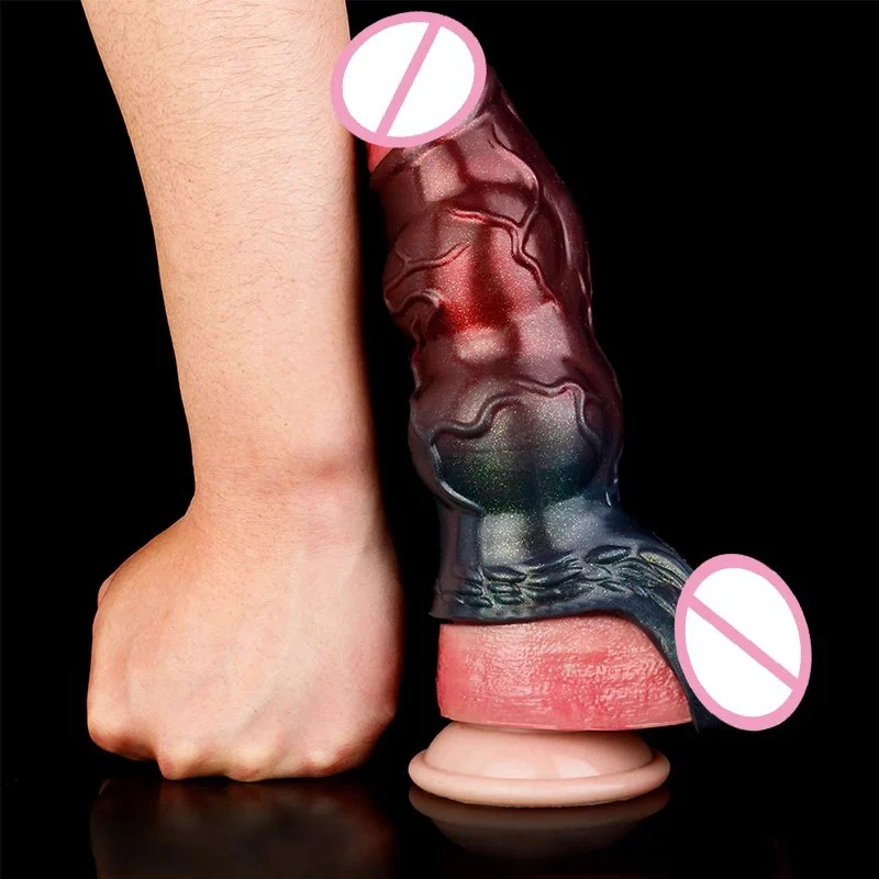 M L XL Sizes Big Knot Penis Sleeve Extender Hollow Dick Enlargement Delay Ejaculation Silicone Adult Sex Toys for Men