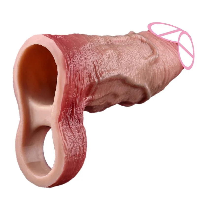 Double-opening Penis Enlargement Male Dildo Sleeve Soft Silicone Penis Sleeve with Precision Modeling to Simulate Skin Tone