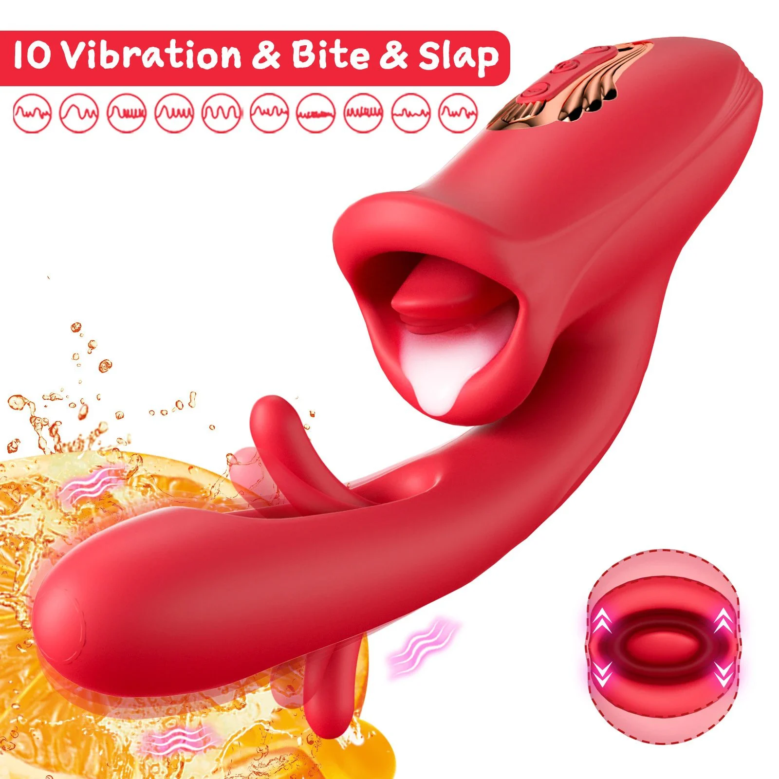 3 In1 Female Mouth Clitoral G-spot Stimulus Vibrator Adult Sex Toys Dildo Vibrator
