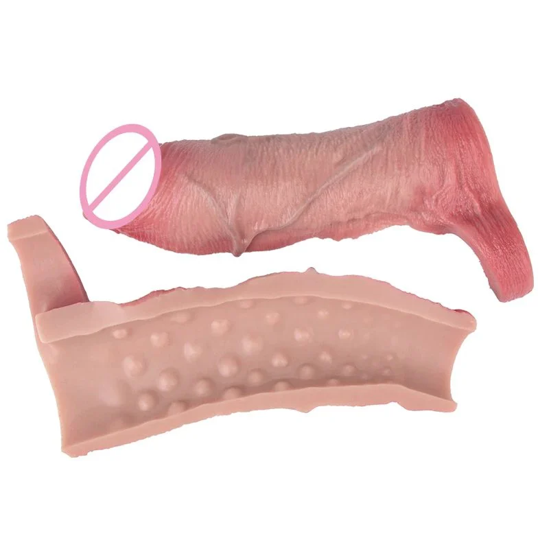 Double-opening Penis Enlargement Male Dildo Sleeve Soft Silicone Penis Sleeve with Precision Modeling to Simulate Skin Tone