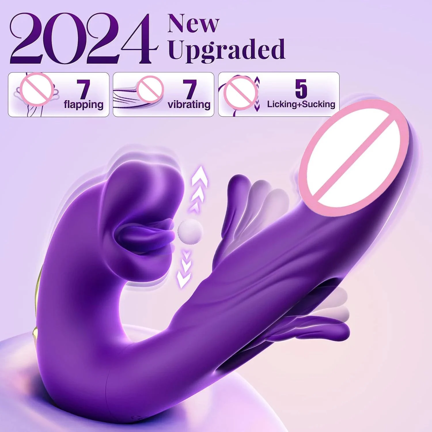 3 in 1 Female USB Powered Vibrator 7-Frequency G-Spot Masturbation Snap-On Mouth Flap Tongue