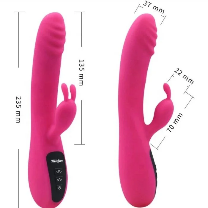 16-Frequency Bunny Ear Silicone Dildo Vibrator Sex Toy USB Power Supply Metal Rabbit Vibrator Wand