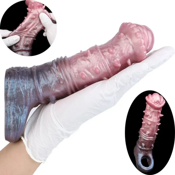 Fantasy Horse Penis Sleeve With Spikes 7.48 Inches Animal Dildo Sheath Texture Massager Sex Toy for Men Women