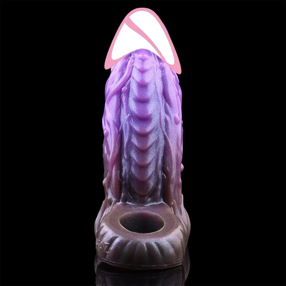 Fantasy Penis Sleeve with Soft Silicone Purple Amber Dildo Sleeve for Men Cock Enhancer