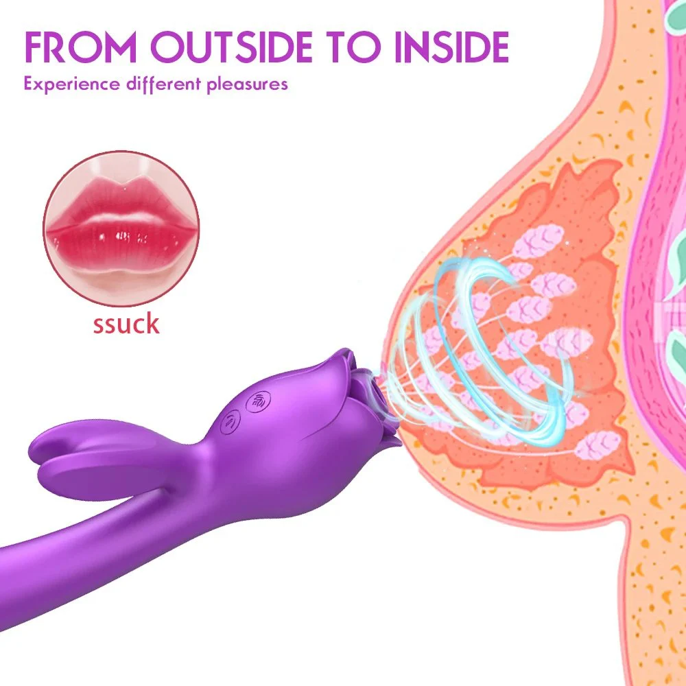 3 in 1 Sucking Telescoping Vibration G Spot Vaginal Clit Stimulator Rose Wand Rabbit Vibrator Women Sex Toys