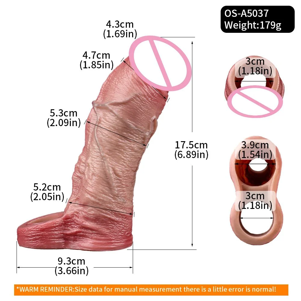 Double-opening Penis Enlargement Male Dildo Sleeve Soft Silicone Penis Sleeve with Precision Modeling to Simulate Skin Tone