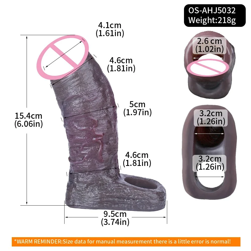 Male Open Head Ultra Realistic Silicone Penis Sleeve Hollow Cock Sheath Delay Ejaculation Discreet Adult Sex Toy