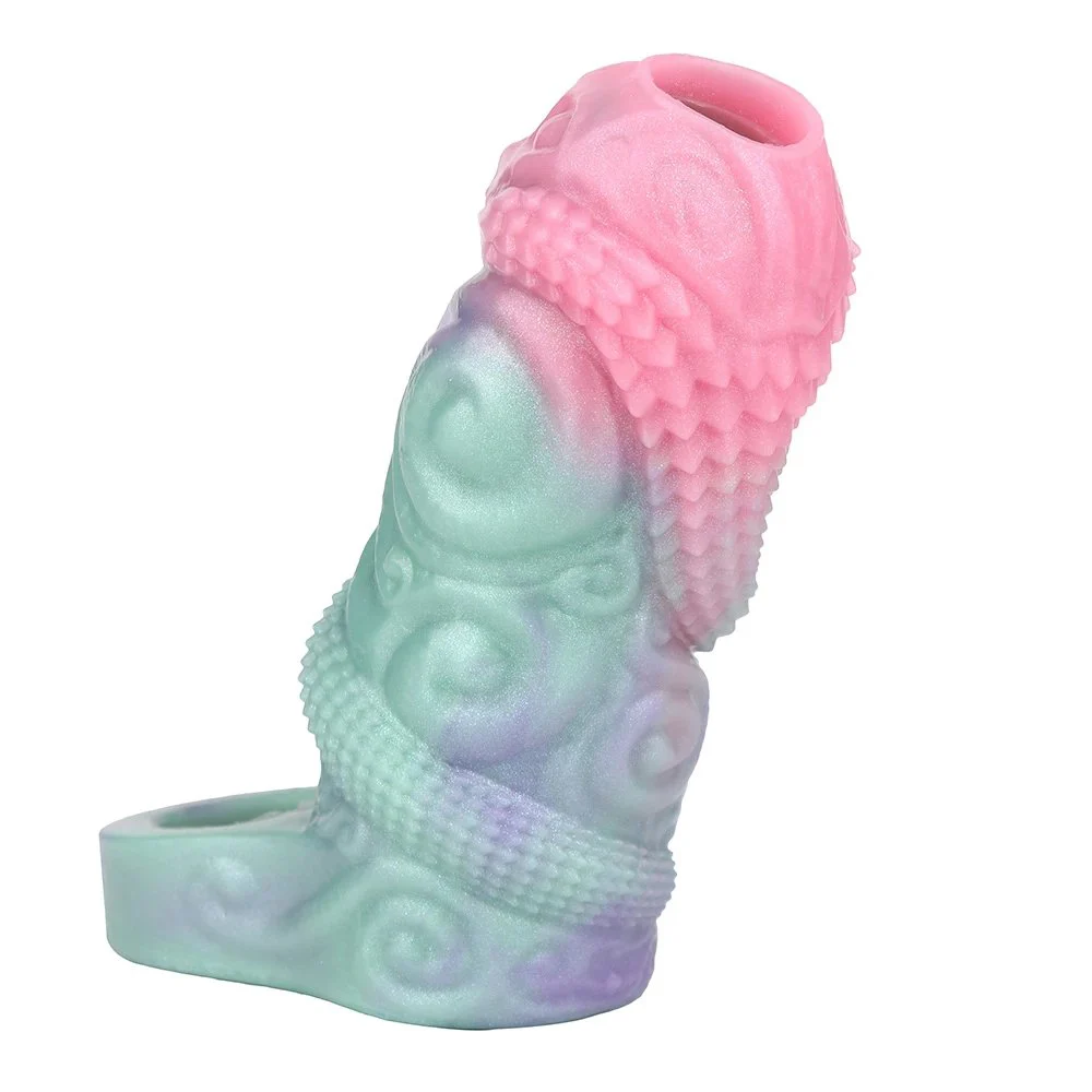 Galactic Charm Open Soft Silicone Penis Enlargement Sleeve Male Extender Sex Toy Fantasy Monster Dildo