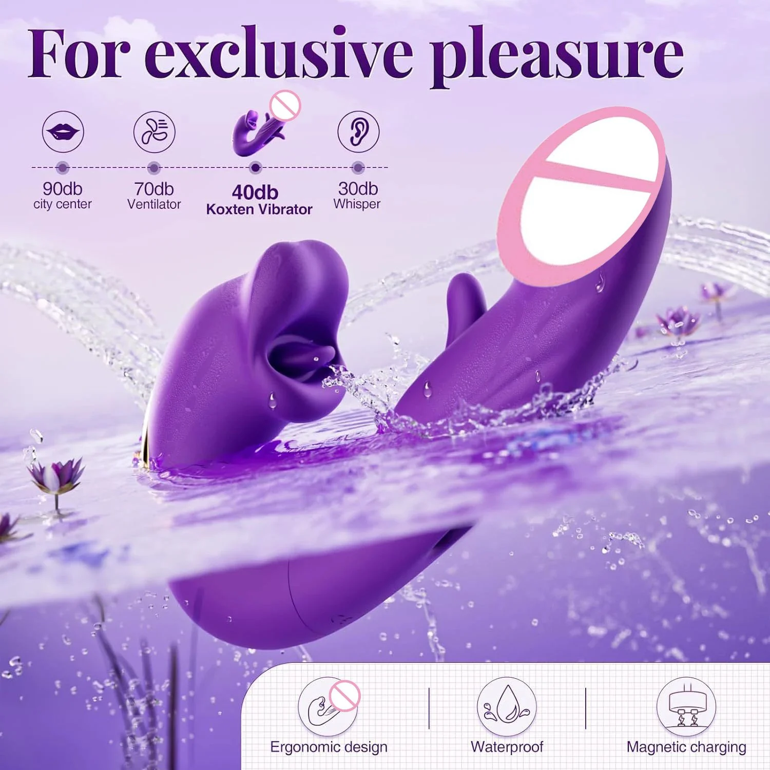 3 in 1 Female USB Powered Vibrator 7-Frequency G-Spot Masturbation Snap-On Mouth Flap Tongue