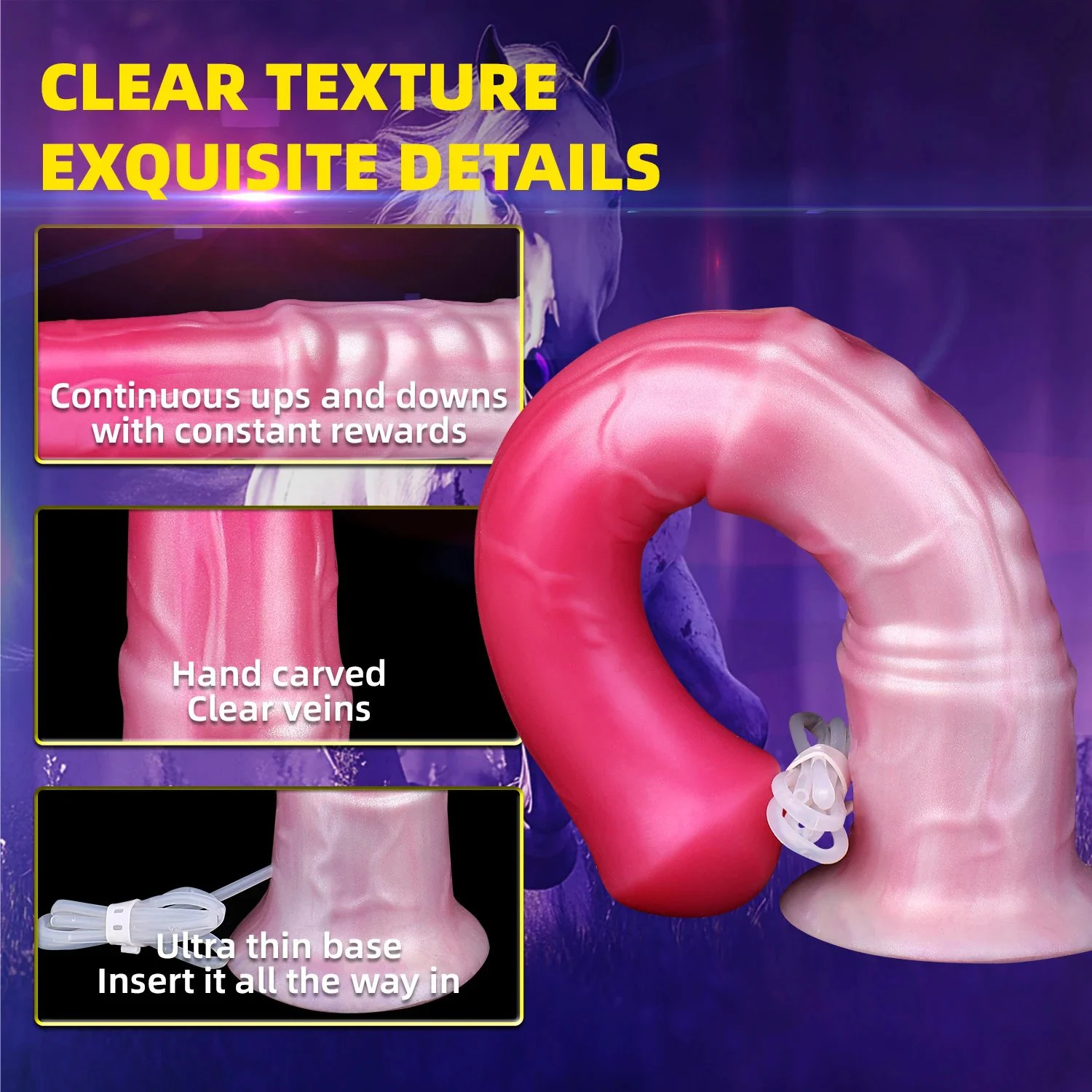 Realistic Horse Dildo Ejaculating Fantasy Long Animal Penis Silicone Anal Dildos for Masturbator Sex Toy for Women Men