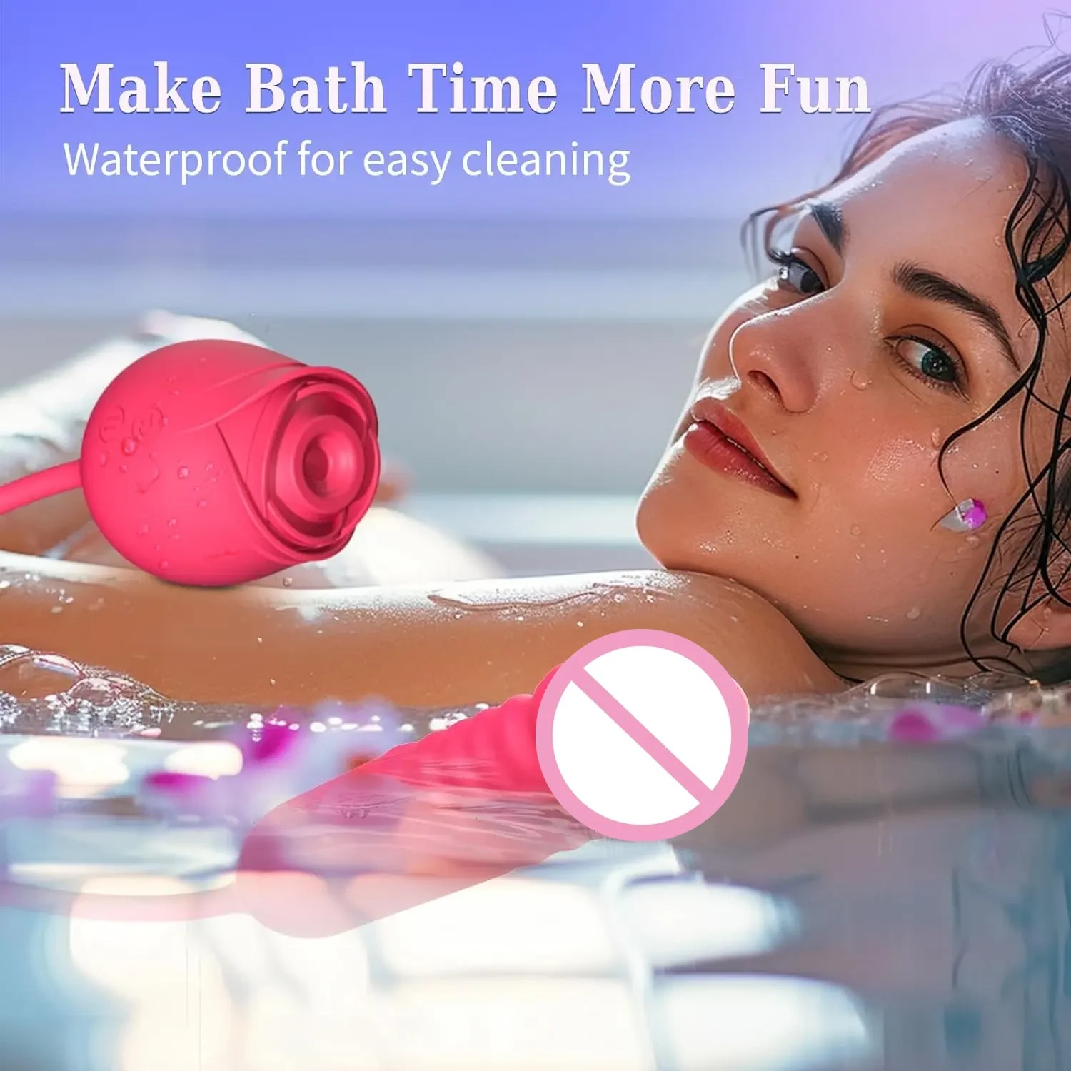 Adult Rose Vibrator 2 in 1 Love Egg Dildo Masturbator Licking Ball Retractable Rod Vibrator