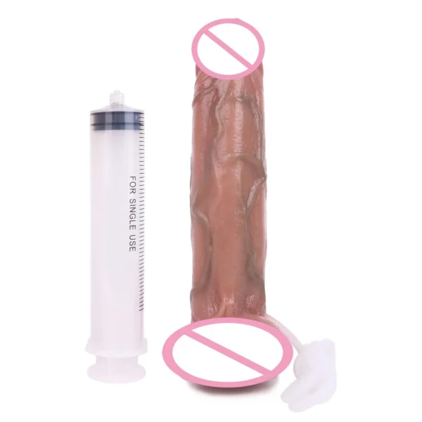 Realistic Liquid Silicone Squirting Cock Sex Toy Soft Dildo Orgsm Masturbator for Womens Support