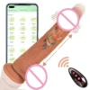 Realistic Silicone 10 Modes Telescopic Heated Remote APP Control Dildo Vibrator Sex Toys for Women