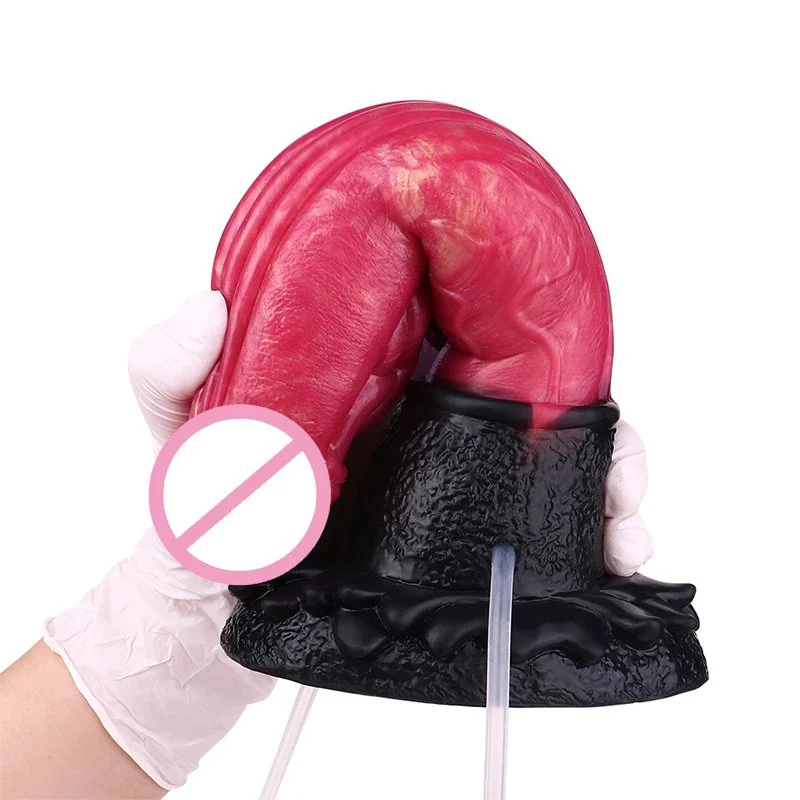 Realistic Fantasy Inflatable Squirting Dildo Made of Liquid Silicone with Suction Cups for Adult Sex Toys