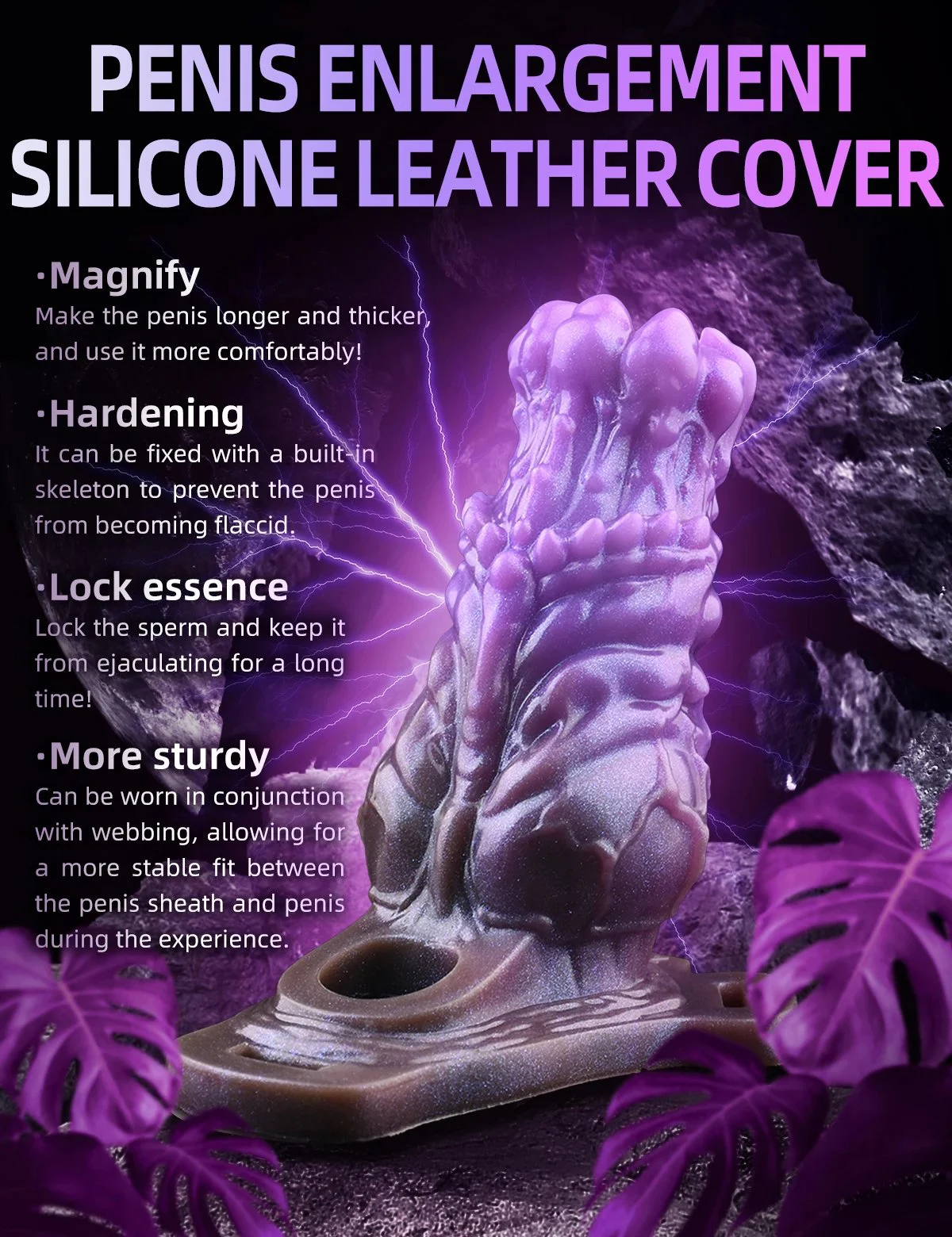 Monster Penis Extender Sleeve with Cock Ring Male Penis Sleeve Enlarger Silicone Adult Sex Toy, Knot Penis Sheath for Men