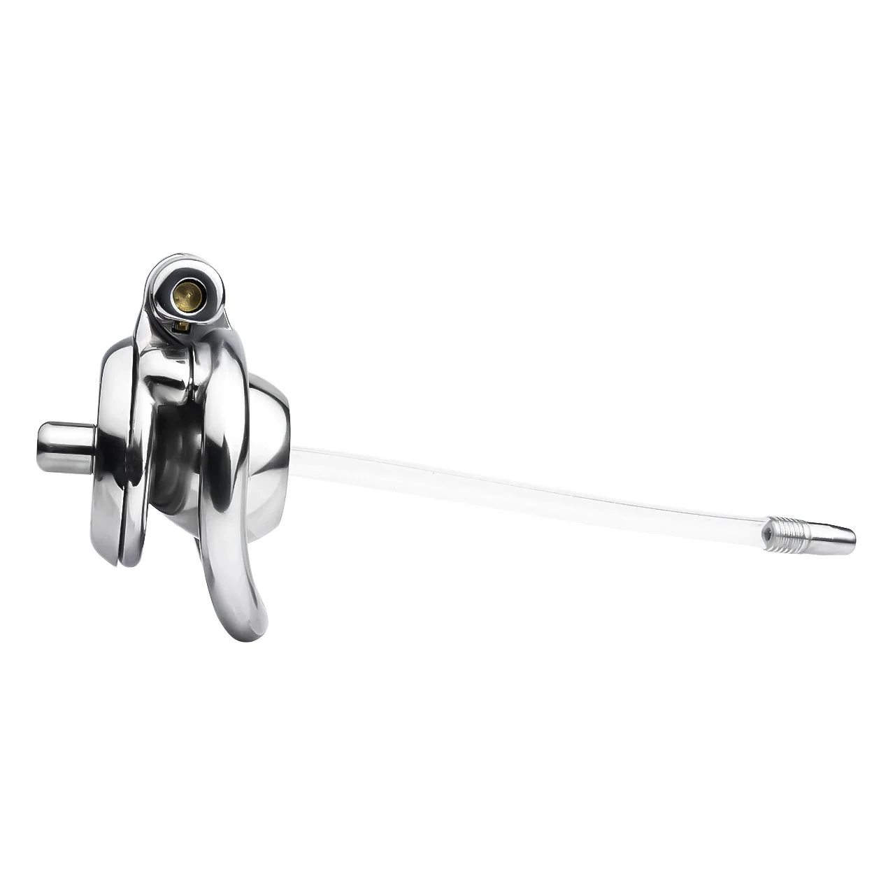 Latest Flat Negative Chastity Lock with Silicone Catheter 279g 100%waterproof Cock Cage 304 Stainless Steell Chastity Cage