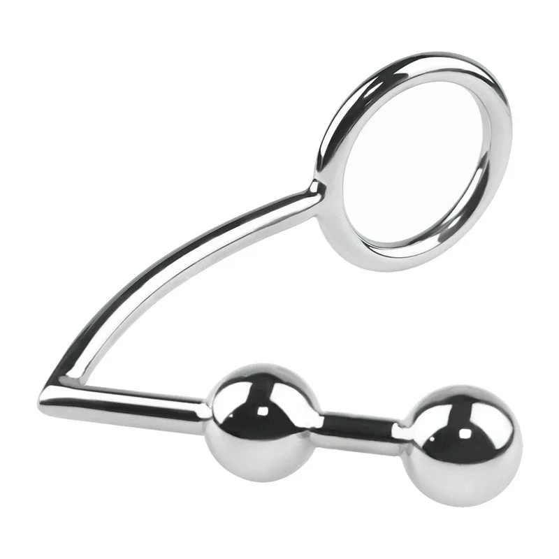 Adult Sex Products Toys Stainless Metal Solid Anal Plug Hook Anal Beads with Ring
