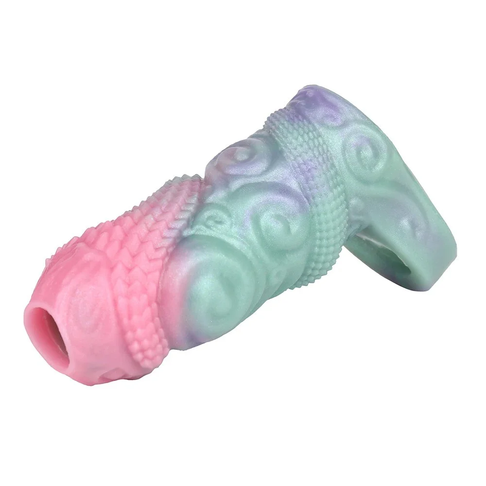 Monster Penis Sleeve Extender Sex Toys for Men Reusable Liquid Silicone Cock Sleeve Extension with Cock Ring Male Sex Toy