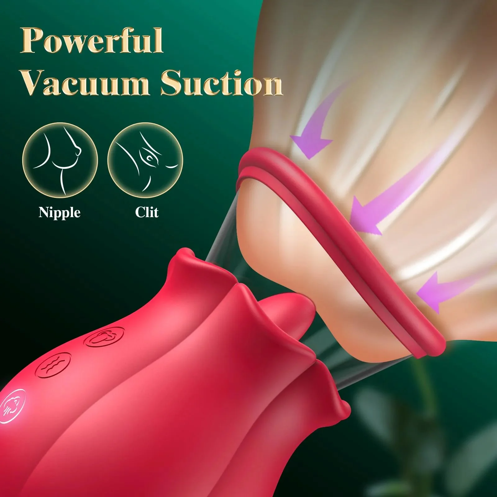 Big Mouth Shaped Sucker Vibrator Nipples Anal Clit Clitoral Stimulation Tongue Licking Sucking Vibrator Rose Sex Toy for Women