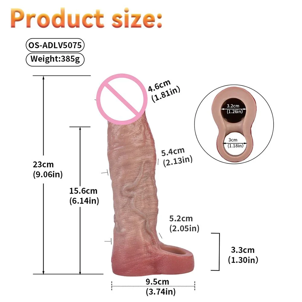 Male Silicone Penis Extender Effectively Increase Penis Length Experience Realistic Vibrating Dildo Sleeve for Men