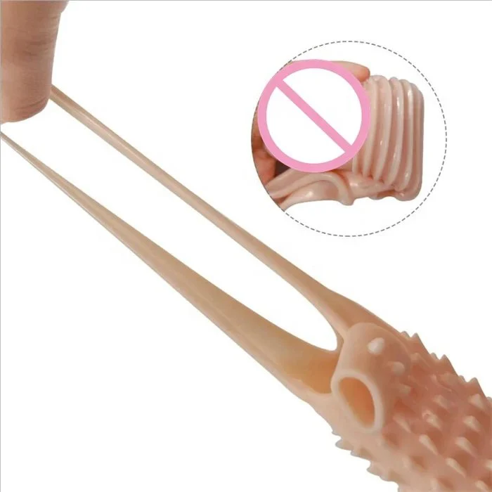 Men Cock Enlarger Reusable Realistic Vibrating Penis Condom Extension Sex Usage