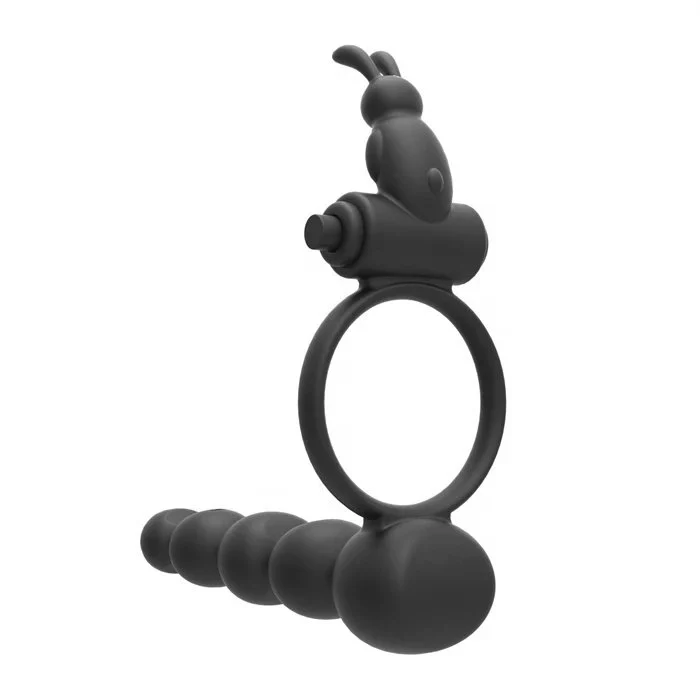 Adult Men Sex Toys Silicone Vibrating Anal Beads with Cock Ring Delay Time