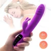 16-Frequency Bunny Ear Silicone Dildo Vibrator Sex Toy USB Power Supply Metal Rabbit Vibrator Wand