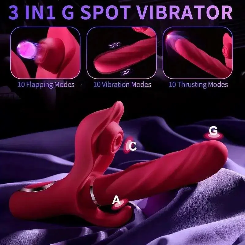 3 in 1 Vibrator Sex Toys for Woman Rabbit Vibrator 30 Modes Clitoral Sucking Thrusting Dildo Vibrator for Sex Toy
