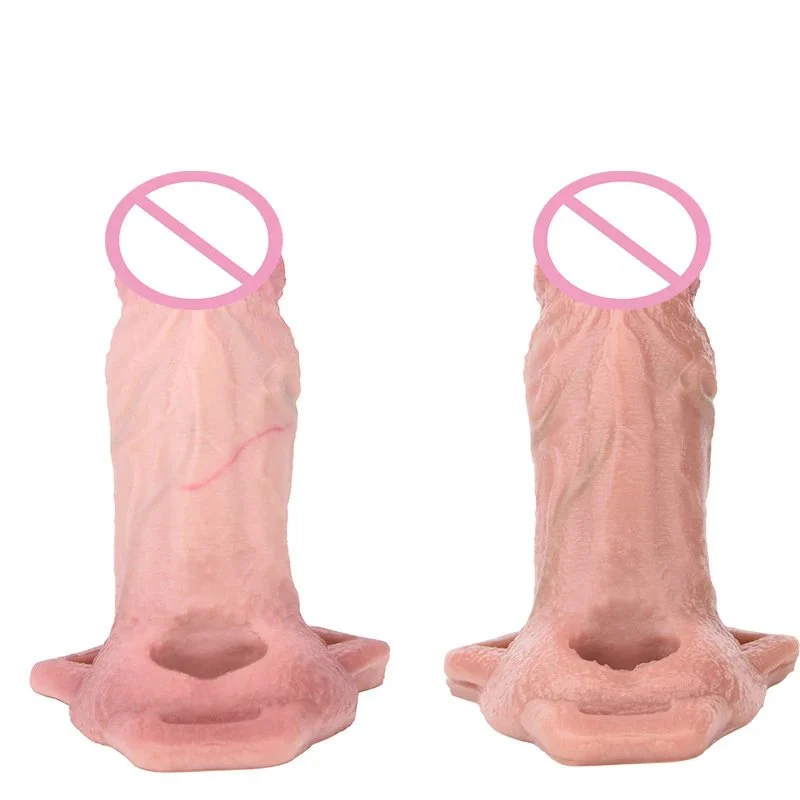 Hollow Opening Design Wearable Male Penis ExtenderMedical Grade Silicone Material Simulation Dildo Sleeve for Men